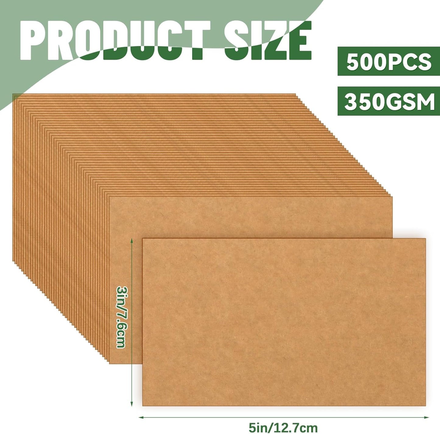 Bercoor 300 Pack Blank 3 x 5 Inch Index Cards, Heavy Study Cards, Note Cards for Office, School Learning, Kraft Paper