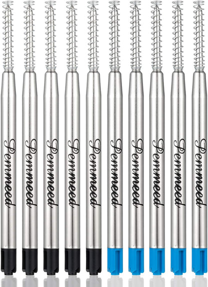 Ballpoint Pen Refills with Spring for Penneed B5/B6/B8 Pen, Parker Waterman Compatible Ballpoint Pen Refills Twist Action Medium Point 1.0mm Pack of 10(Black Ink)