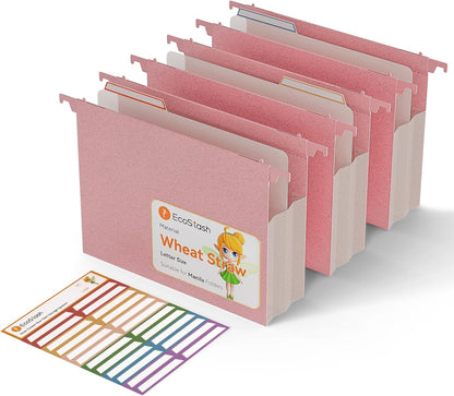 Extra Capacity Hanging File Folders, 3.15" Reinforced Wheat Straw Expanding Hanging Folder Letter Size, Heavy Duty for Filing Cabinets, File Organizer for Office & Home-Sky Blue-3 Packs