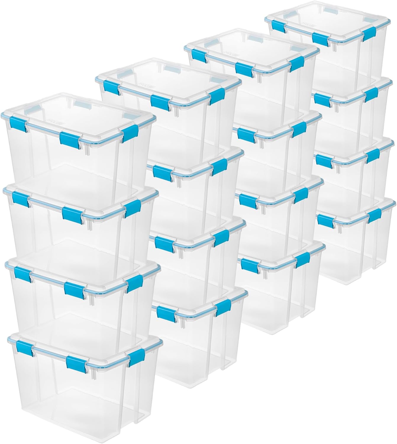 Sterilite 4-Pack Gasket Box, Weather-Resistant Storage Bins with Latching Lids, 32 Quart - Heavy-Duty Organizing Containers for Closet, Bathroom, and Office