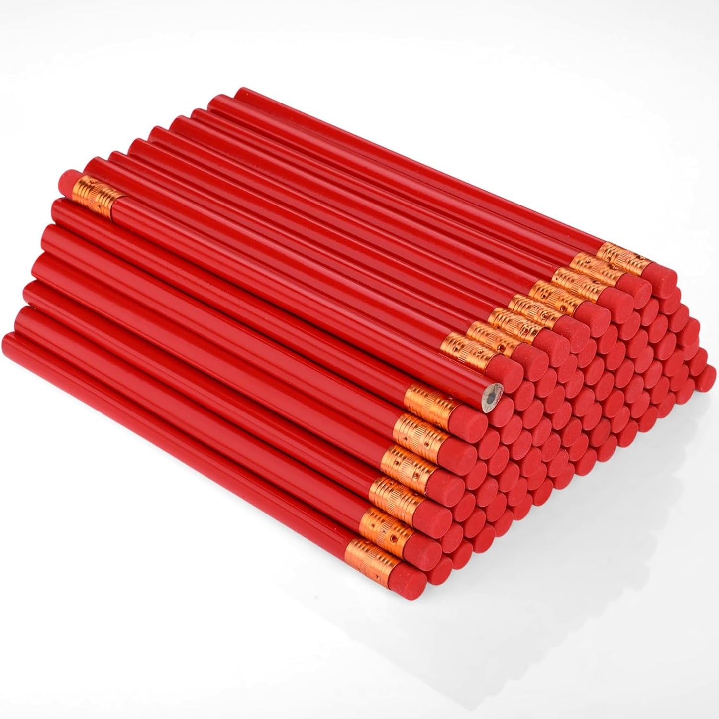 Fainne 96 Pcs Jumbo Pencil with Black Core Cedar Wooden Pencil with Eraser for Carpenters Students Teachers School Construction Woodworkers Beginners Office Workers(Red,Classic)