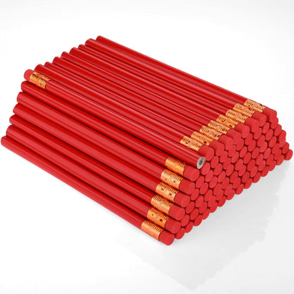 Fainne 96 Pcs Jumbo Pencil with Black Core Cedar Wooden Pencil with Eraser for Carpenters Students Teachers School Construction Woodworkers Beginners Office Workers(Red,Classic)