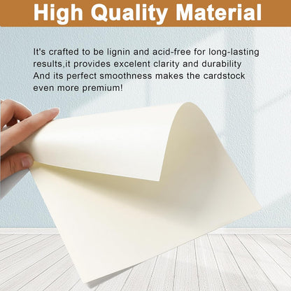 Silunkia 120 Sheets Cream Shimmer Cardstock 8.5 x 11 Off White Paper, 250gsm/92lb Premium Glossy Paper Card Stock for DIY Cards Making, Wedding Invitations, Anniversaries, Business Cards, Menus