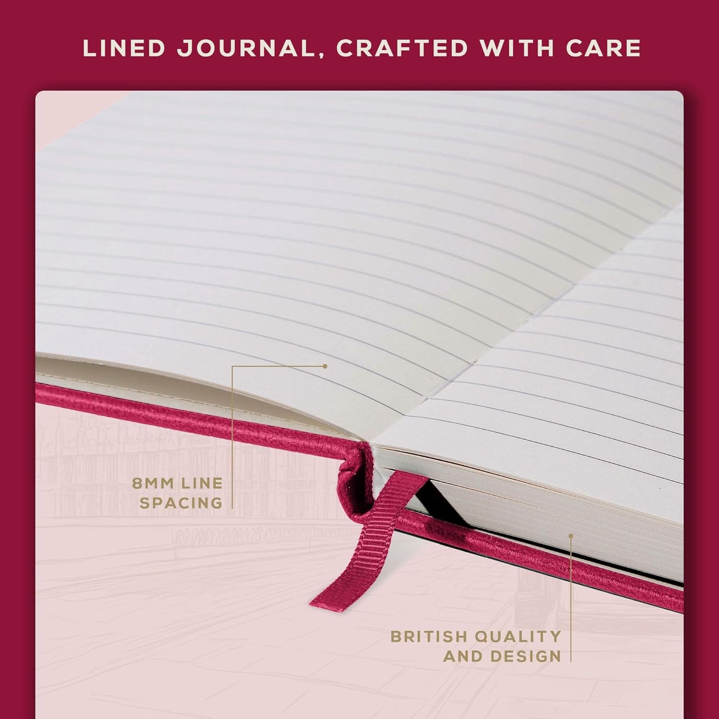 BEECHMORE BOOKS Large Lined Journal Notebook, 8.5" x 11.5" (A4) Hardcover Vegan Leather Executive Diary for Work, Thick 120gsm Paper, Lay-Flat Binding, Gift Box