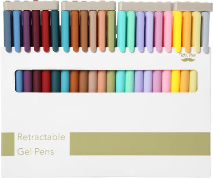 Mr. Pen- Retractable Gel Pens, 12 Pack, Colorful Ink, Fine Point 0.7mm, Fast Dry, Smooth Writing, Cute Pens for Drawing, Writing Planner and School Supplies