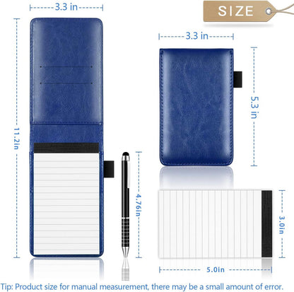 Xhwykzz 7 Pieces Small Notepads Holder Set, Pocket Notebook with pen, Included 5 Pieces Refills 3 x 5 Inch, 30 Lined Paper Per Note Pad (Black)