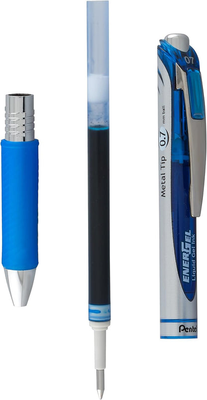 Pentel EnerGel RTX RT Liquid Gel Pen, Med, Metal Tip, (0.7mm), Blue Ink, Box of 12 (BL77PC12C1)