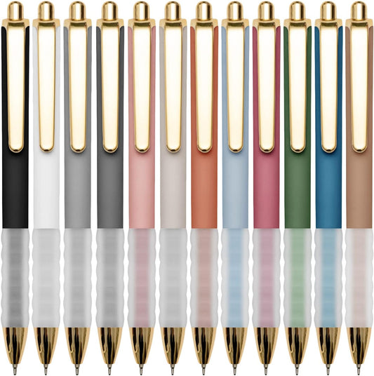 Linbsunne Ballpoint Pens Black Medium Point 1mm Pen with Super Soft Grip Ball Point Pen for Men Women Retractable Pens