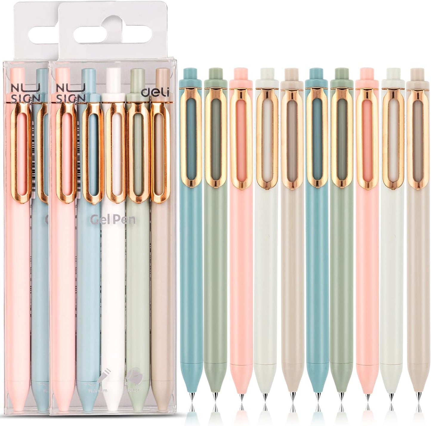 NUSIGN Gel Pens, 5 Pcs 0.5mm Retractable Quick Dry Black Ink Fine Point Rolling Ball Gel Pen, Smooth Writing No Bleed for Journaling Note Taking, Home School Office Supplies