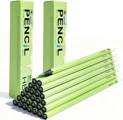 M&G Wood-Cased HB Pencils, 30 Count Green Barrel Black Wood, Hexagonal #2 HB Soft Bulk Pencils for School, Office, Unsharpened, No Eraser, Anti-Bite Tip, for Writing, Drawing & Sketching