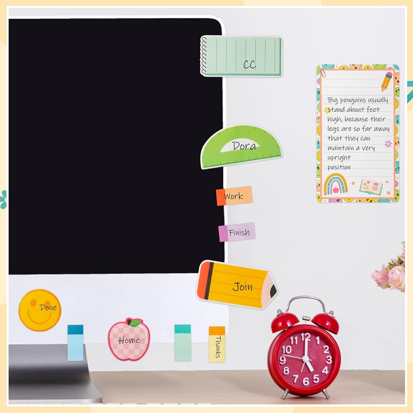 B1ykin Cute Sticky Notes Set - Stay Alive Skeleton Shaped Self-Stick Notes Pad, 550 Sheets Writing Memo Pages Sticky Notepad for Teacher Appreciation Gifts, School Office Supplies (Funny Skeleton) - Colors B