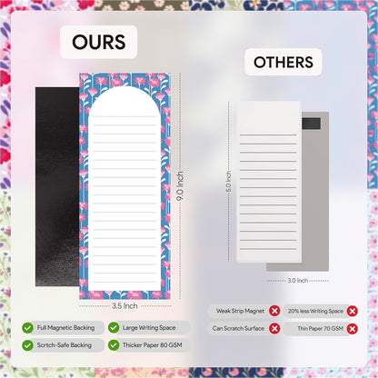 8 Magnetic Notepads – Notepads for Grocery List, Shopping List, To-Do List, Reminders -Strong Magnetic Back- Memo Notepad with Realistic Fruit Designs | 25 Sheets per Pad 7.5 x 3.5 inch (8 Pack)