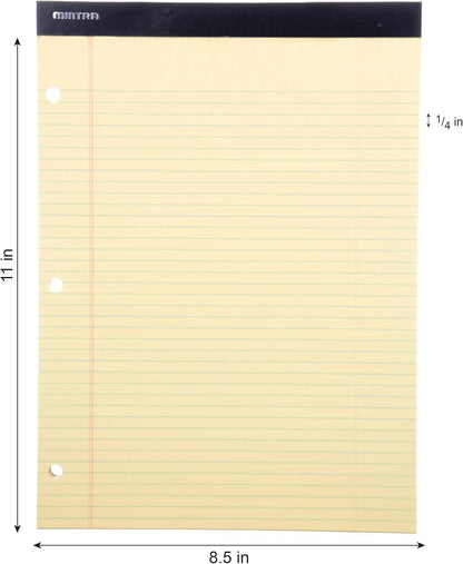 Mintra Office White Legal Pads – Ruled Notepads and Micro-Perforated Sheets, Ideal for Writing, Note-Taking & Creativity, Office, or Professional Use, Basic Pad 6 pack, 8.5"x11" (Narrow Ruled)