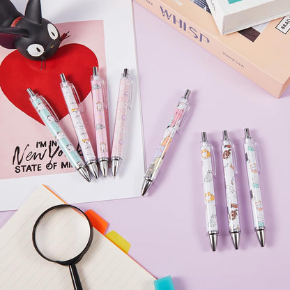 Ireer 8 Pcs Ballpoint Pens for Women 1.00 mm Cute Black Ink Pens Fine Point Smooth Writing for Journaling Aesthetic Office Supplies (Mahjong)