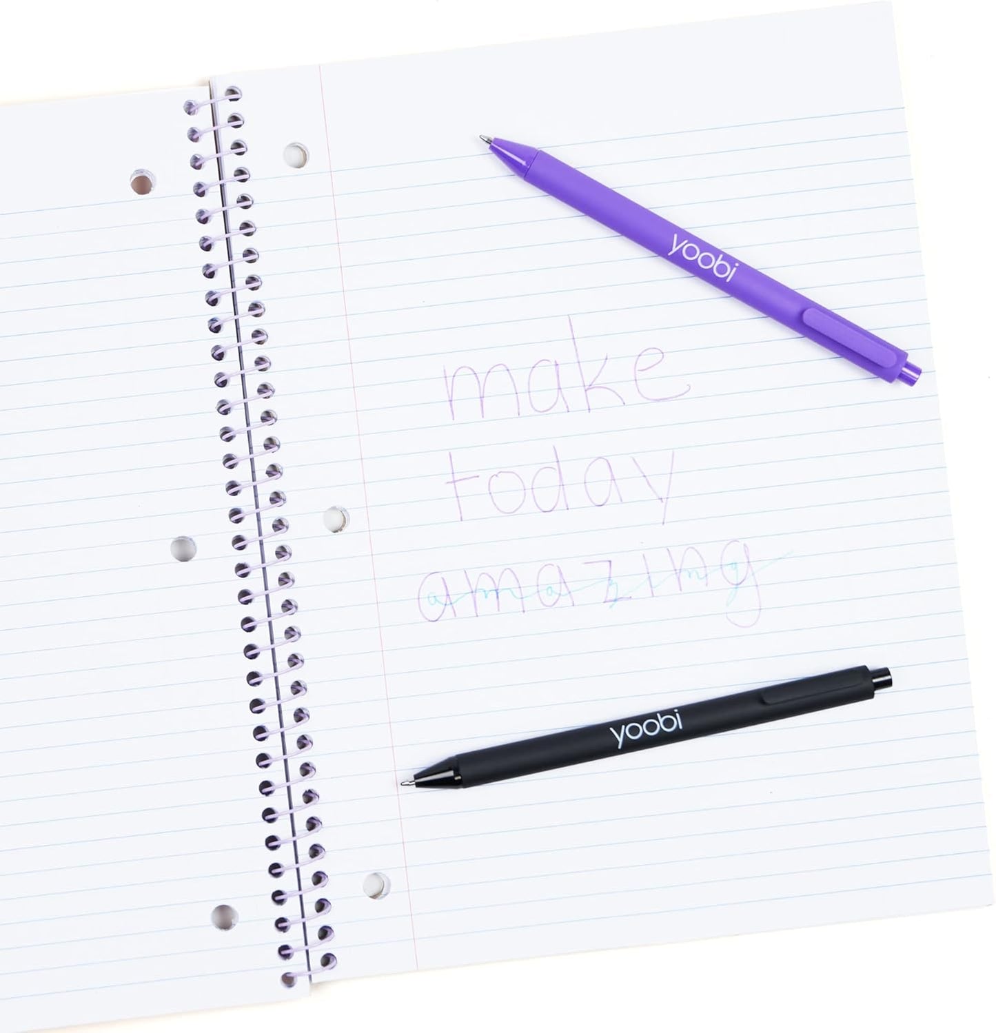 Yoobi College Ruled 8 x 10.5” Spiral Notebook Set – 3-Pack of 1 Subject Notebooks, Pink, Purple & Black Celestial Patterns – 150 Perforated 3-Hole Punched Sheets