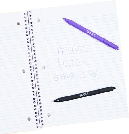 Yoobi College Ruled 8 x 10.5” Spiral Notebook Set – 3-Pack of 1 Subject Notebooks, Pink, Purple & Black Celestial Patterns – 150 Perforated 3-Hole Punched Sheets