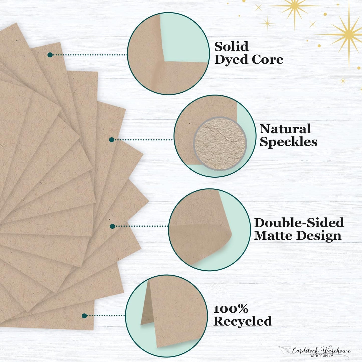 Cardstock Warehouse Speckletone Oatmeal Light Brown Card Stock Paper – 25 Sheets, 8.5 x 11", 80 lb/215 gsm – 100% Recycled, Premium Matte Finish for Cardmaking, Printing, Crafts & DIY Projects