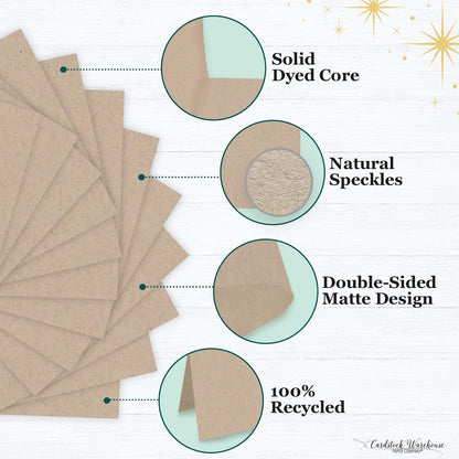 Cardstock Warehouse Speckletone Oatmeal Light Brown Card Stock Paper – 25 Sheets, 8.5 x 11", 80 lb/215 gsm – 100% Recycled, Premium Matte Finish for Cardmaking, Printing, Crafts & DIY Projects