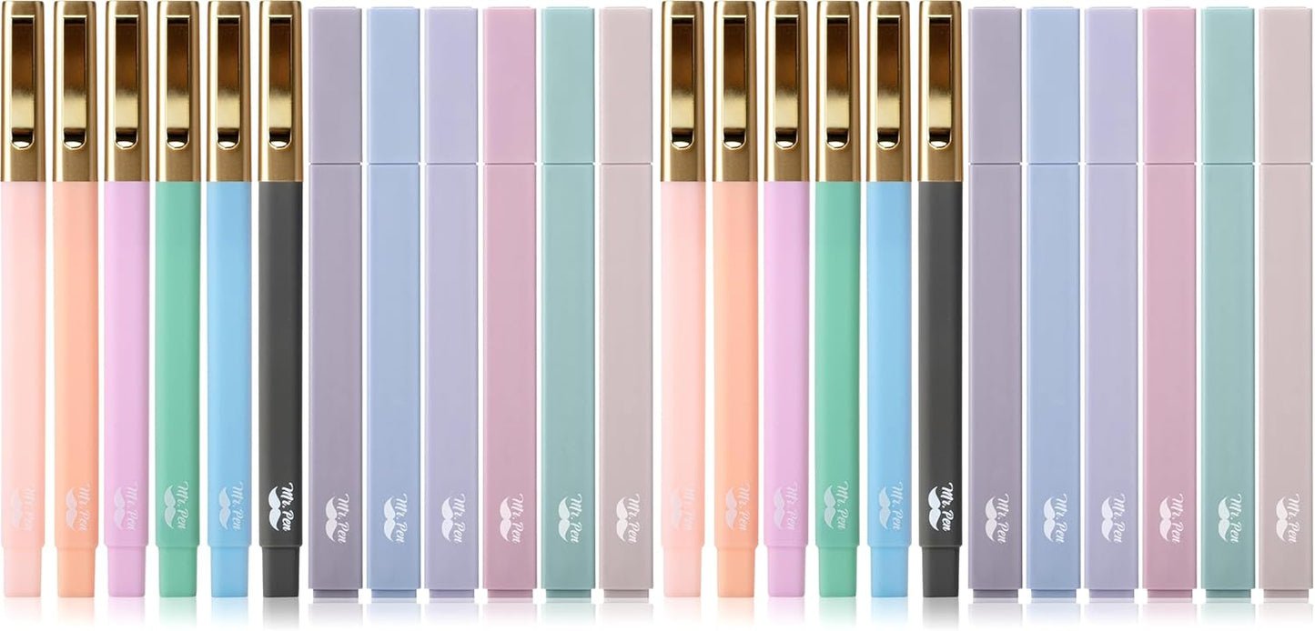 Mr. Pen- Aesthetic Highlighters and Ballpoint Pens No Bleed, 12 Pack, Pastel Colors, Bible Highlighters and Pens No Bleed, Fast Dry and No Smear for Bible Journaling, Planner, School Supplies