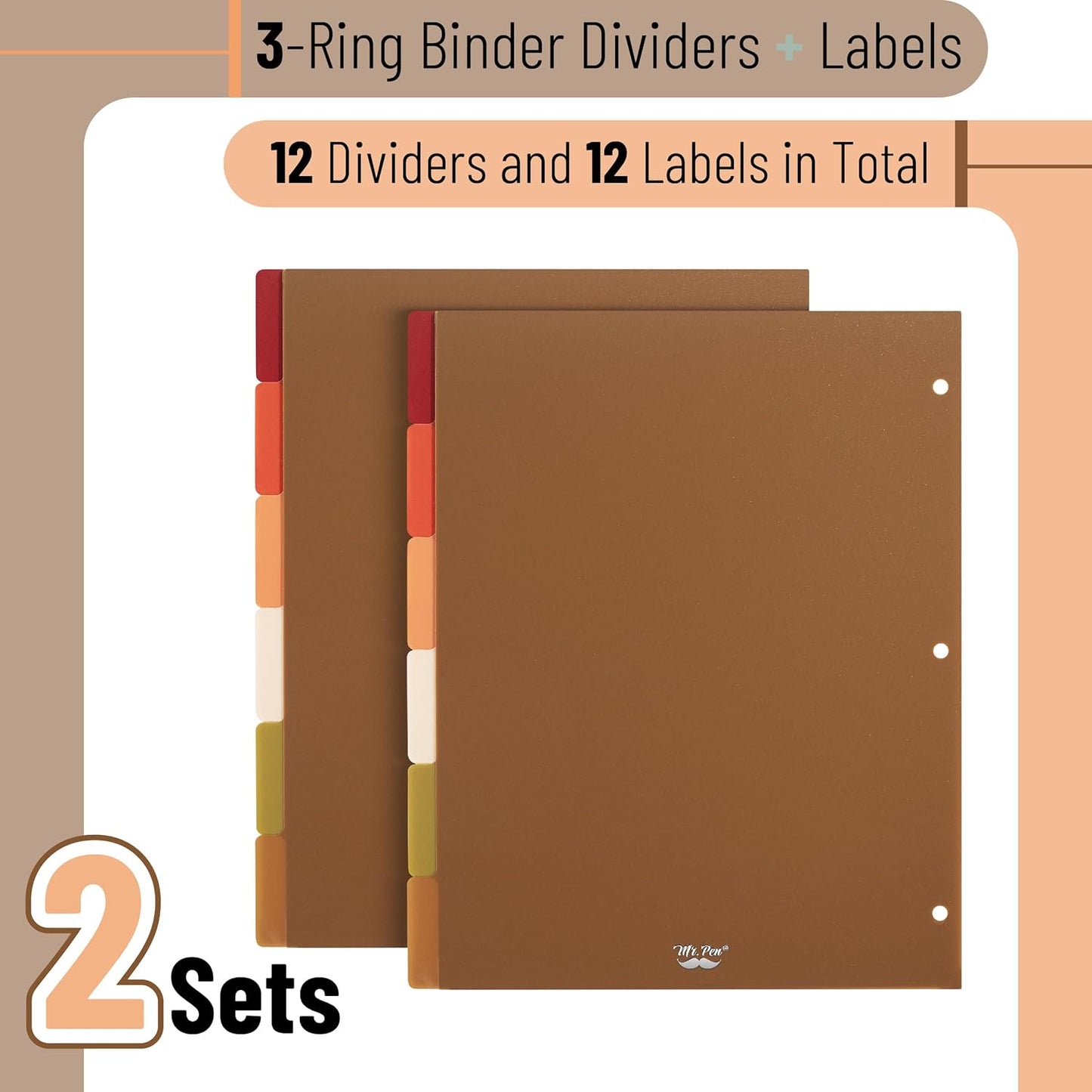 Mr. Pen- Binder Dividers, 6 Tab Dividers, Pack of 2 Sets (12 Dividers Total), Dividers
