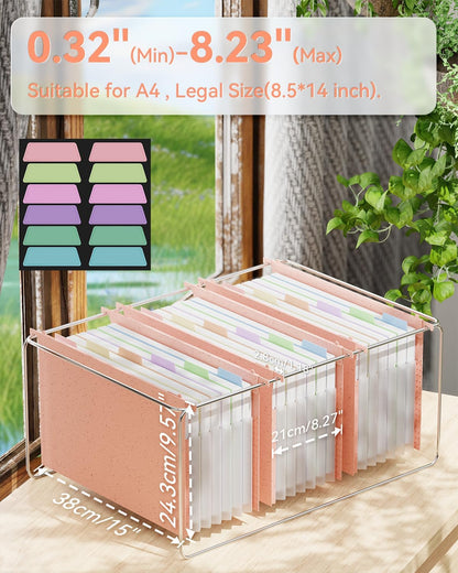 ANSOOK Wheat Straw Expandable Hanging File Folders Legal Size,7 Pockets 1.2" Accordion File Organizer,3 Pack Filing Cabinet Folders with Hooks,Large Capacity File Folder with Tabs,Hang File for Frame