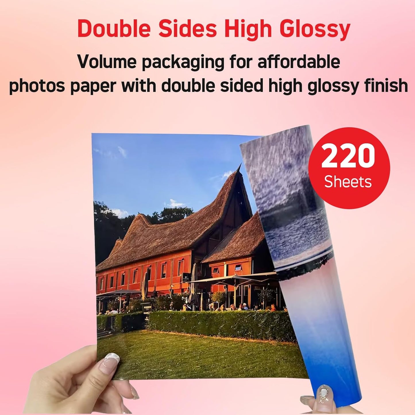 220 Sheets Photo Paper Glossy Inkjet 8.5x11 44lb 160Gsm A4 Letter Size Suitable for All Dye Ink Printers for Calendar Menu Brochure Paper Flyers Paper, Cards