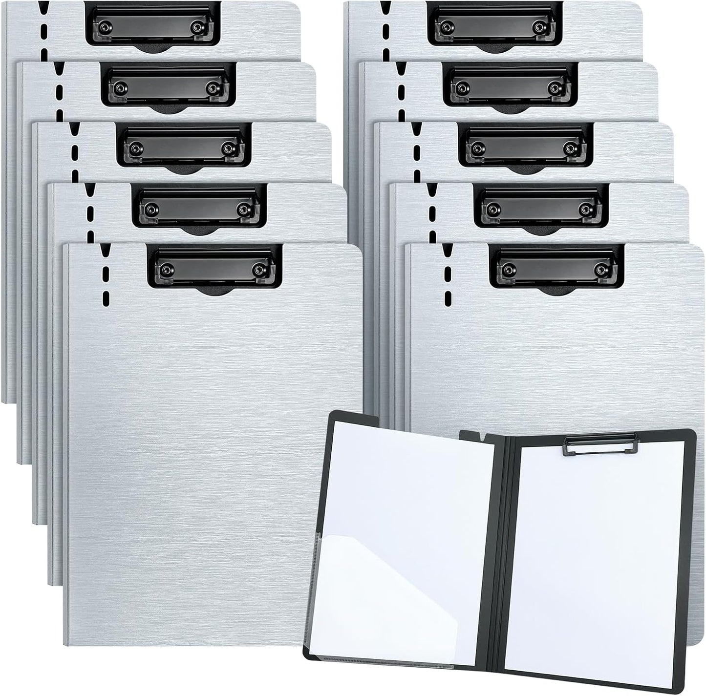 A4 Clipboard Folder,10 Pack Foldable Clipboards with Pocket for Business,Office,School or Restaurant (Black)