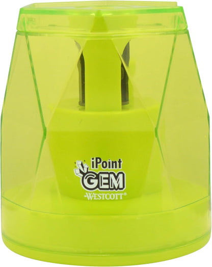 Westcott iPoint® GEM Battery Pencil Sharpener, Neon Green (00577)