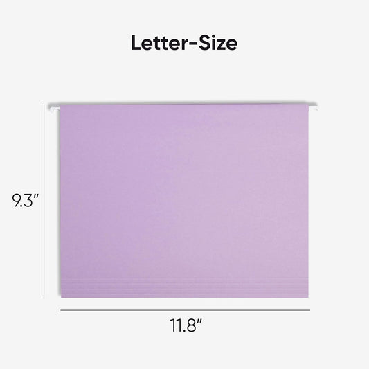 Smead Standard Hanging File Folders, 25 Count, Lavender, 1/5-Cut Adjustable Tabs, Letter Size (64064)