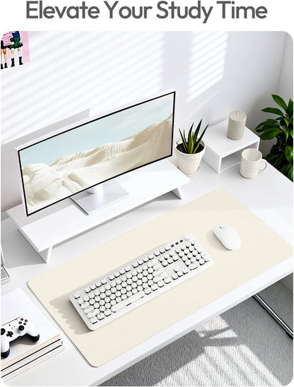 YSAGi Leather Desk Pad Protector, Large Mouse Pad, Non-Slip PU Leather Desk Blotter, Waterproof Writing Pad for Office and Home (31.5" x 15.8", Eggshell) - Colors A