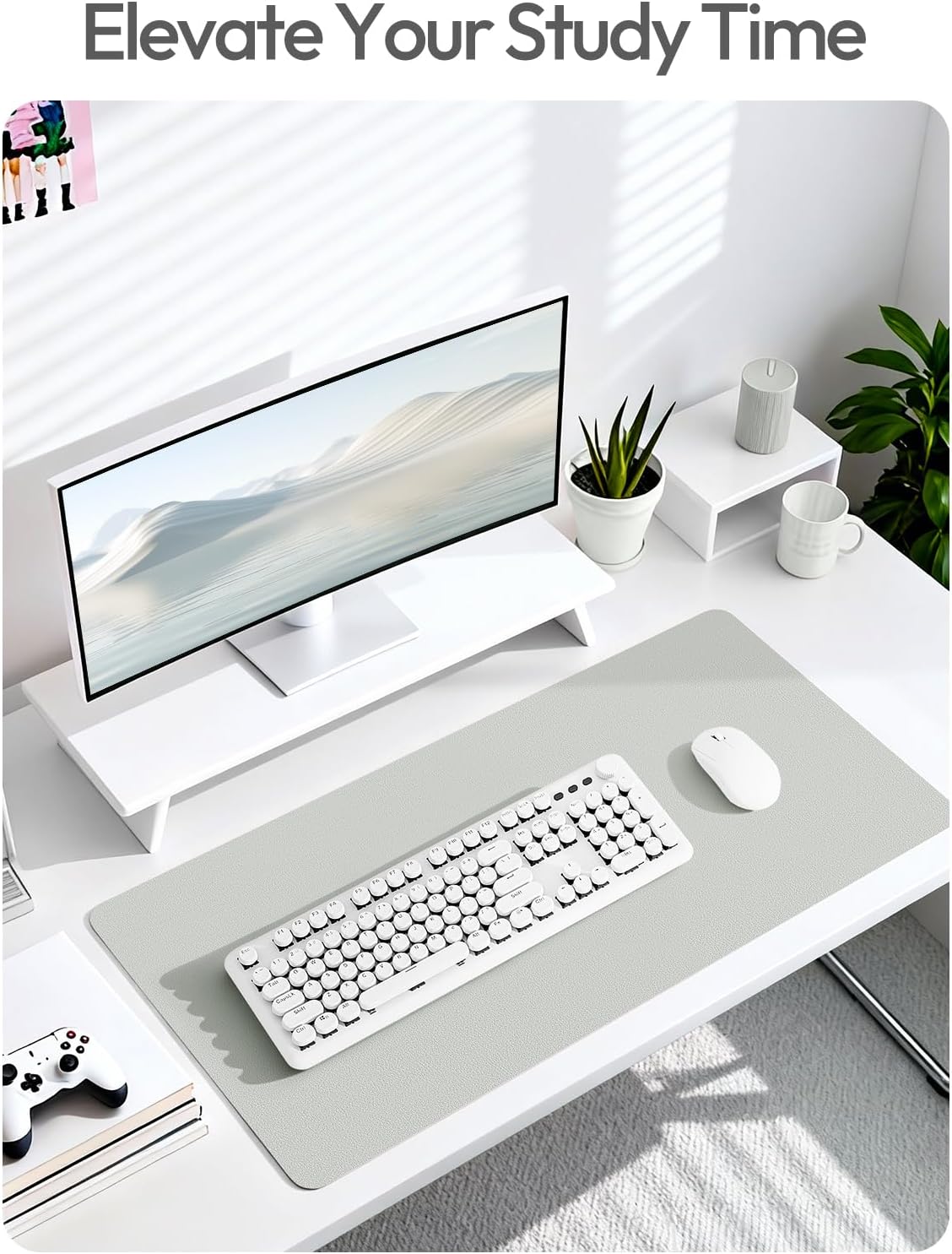 YSAGi Leather Office Desk Pad Protector, Large Mouse Pad, Non-Slip, PU Leather, Laptop Desk Blotter, Waterproof Writing Pad for Office and Home, Black, 23.6" x 13.8" - Colors A