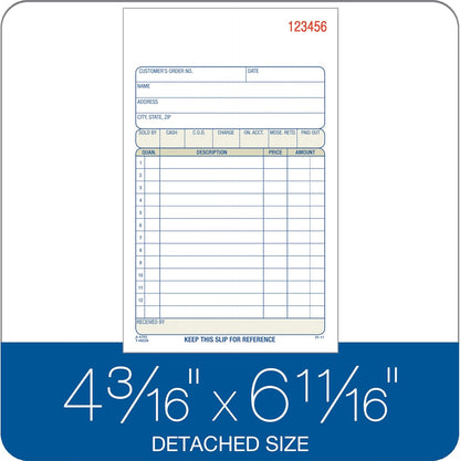 Adams Sales Order Book, 2-Part, Carbonless, White/Canary, 4-3/16 x 7-3/16 Inches, 50 Sets per Book (DC4705)