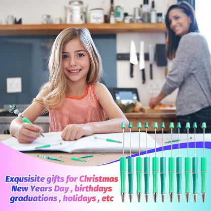 150 Pieces DIY Beadable Pen Kit – 50 Plastic Ballpoint Pens with Refills & Bags, Beads Not Included – School Supplies, Office Accessories & Craft Gifts for Students & Teachers (Multicolor)