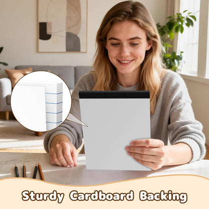 Legal Pads 8.5 x 11, White Note Pads, Wide Ruled Paper - 2 Pack (100 Sheets Total), Thick 80gsm Premium Writing Pads with Perforated Pages & Sturdy Backing Board for Office, School, Home
