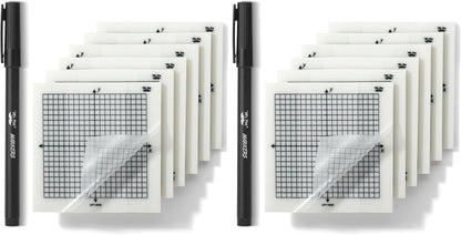 Mr. Pen- Transparent Graph Sticky Notes, 3x3 Inch, 6 Pads, 50 Sheets/Pad, 6 Grid Designs, Square Graph Paper Notes & Fineliner, Waterproof Grid Sticky Note Pads for Math, Study, Journals, Planners