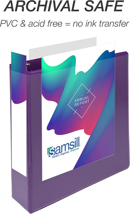 Samsill Durable 4 inch 3 Ring Binder, D Ring Binder, 100% Recycled Chipboard, Black, 2 Pack
