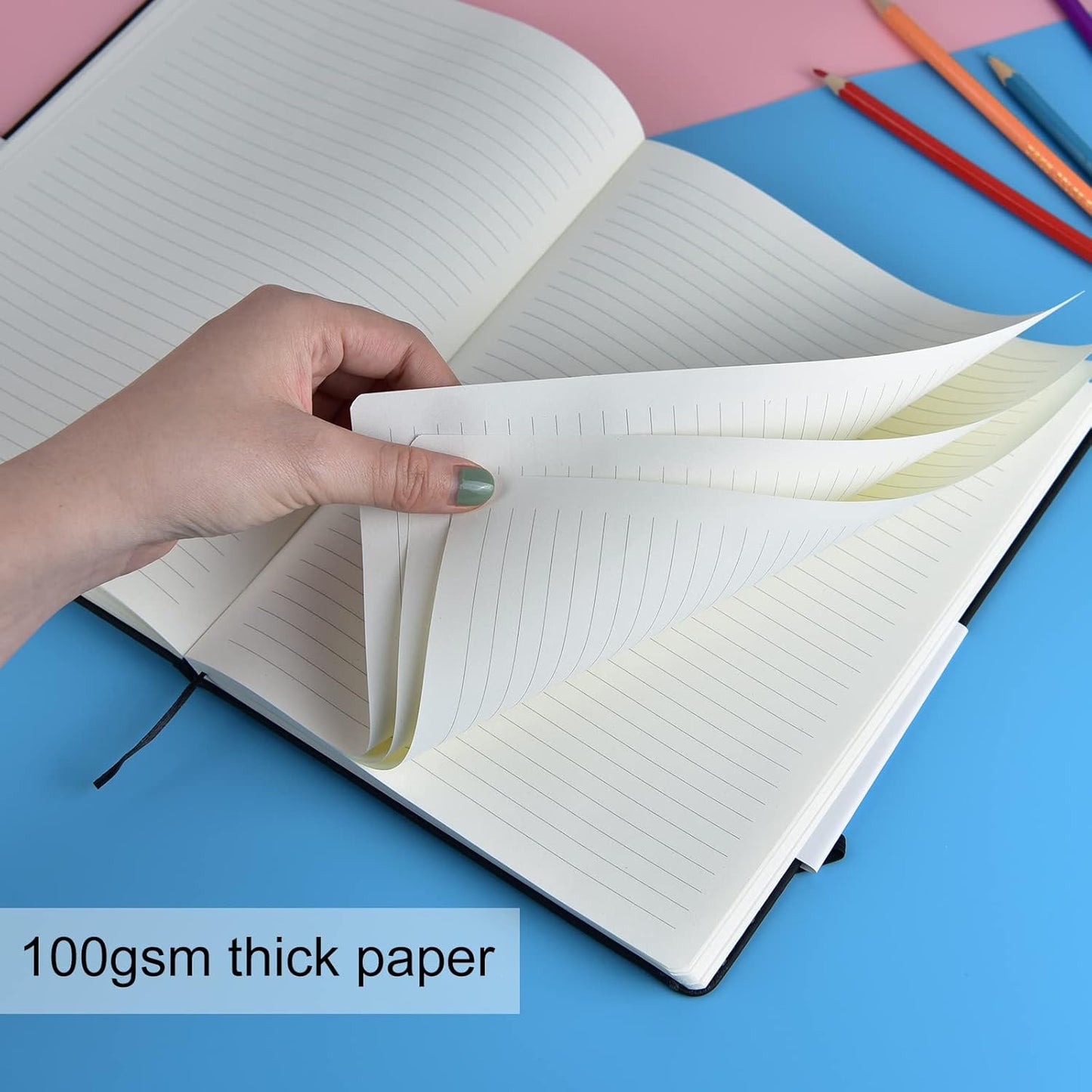 Coopay 3 Pack B5 Journal Notebooks Classic College Ruled Notebooks Hardcover Lined Journals for Office Home School Business Writing Note Taking, 10.2 x 7.5 inch, 100GSM Thick Paper, 160 Pages (Black)