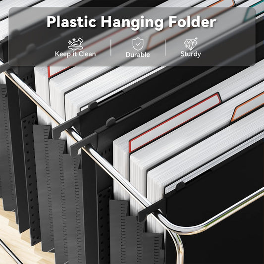 ANSOOK Hanging File Folder Letter Size,6 Packs Extra Capacity Hanging File Folders with Tabs,5" Expanding Plastic Hang Folder,Accordion File Organizers,File Cabinet Folders for for File Frame & Box