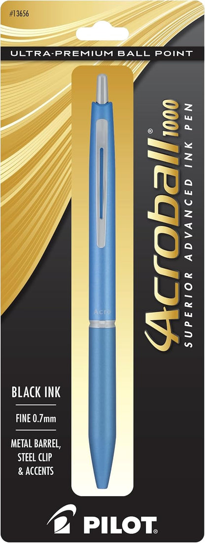 PILOT Acroball 1000 Ultra-Premium Refillable & Retractable Ball Point Pen, Gold Barrel, Fine Point, Black Ink, Single Pen (13662).