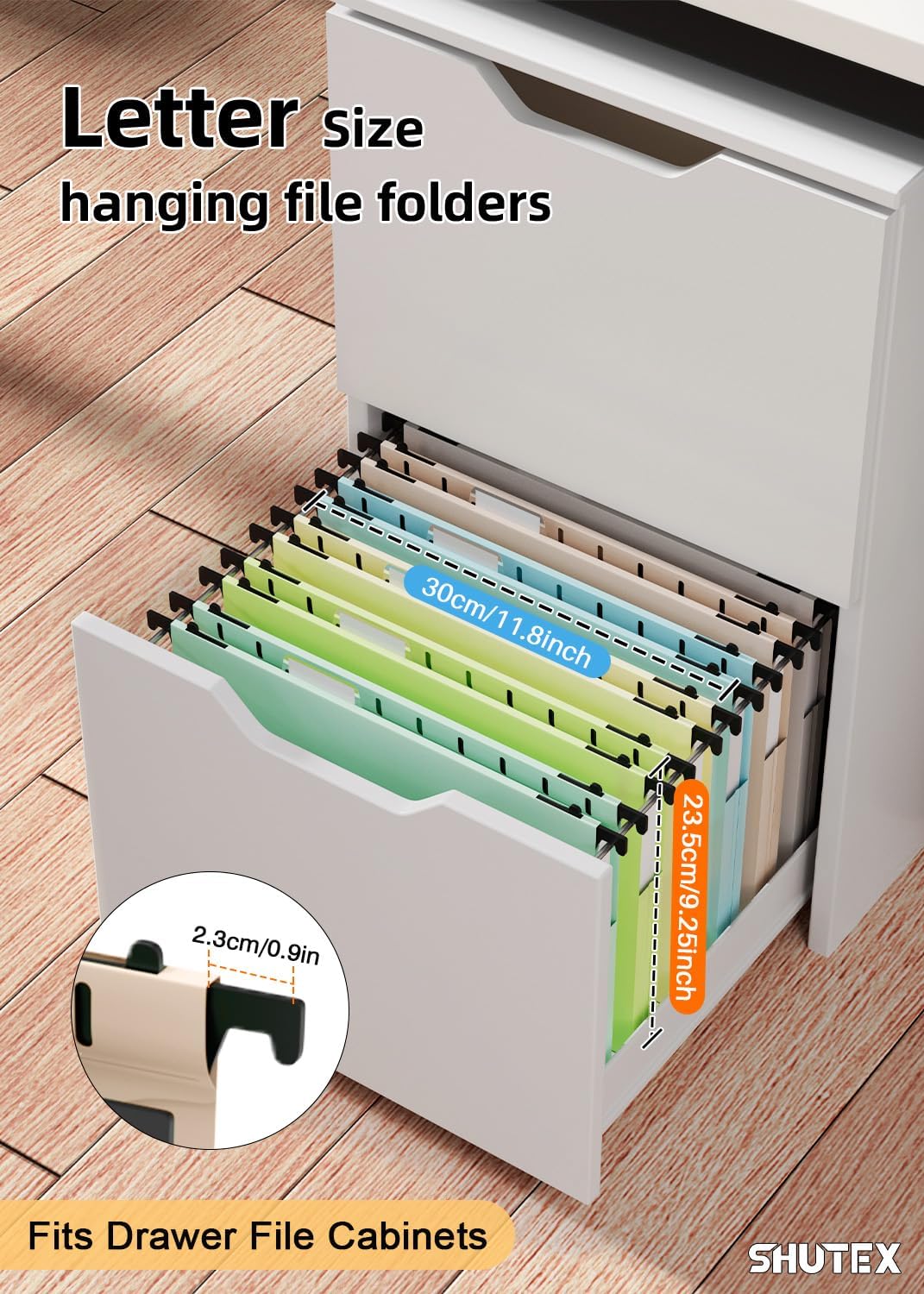 SHUTEX Extra Capacity Plastic Hanging File Folders,12 Pack Reinforced Hang Folder,Heavy Duty 1 Inch Expansion,Filing Cabinet Folders Letter Size for Bulk Files/Medical Charts, Black