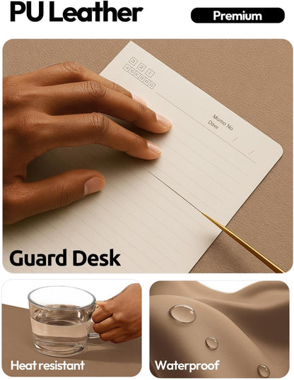 YSAGi Leather Desk Pad Protector, Large Mouse Pad, Non-Slip PU Leather Desk Blotter, Waterproof Writing Pad for Office and Home (31.5" x 15.8", Eggshell) - Colors A