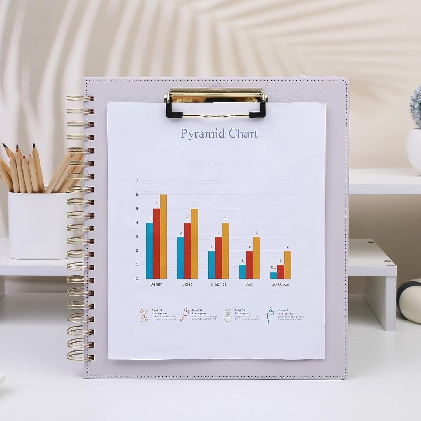 SKYDUE Clipboard Folder with Storage, 6 Dividers with 12 Pockets for Letter Size, Storage Clipboard Folio with Refillable Notepad, Spiral Clipboards Padfolio for Teacher Worker Nurse
