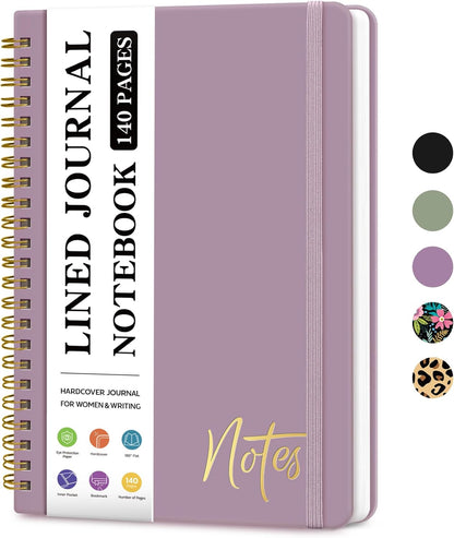 ZOTIA Lined Spiral Journal Notebook for Women, A5 College Ruled Journals for Writing, Hardcover Notebooks for Work, Note taking and Office School Supplies,140 Pages - Yellow