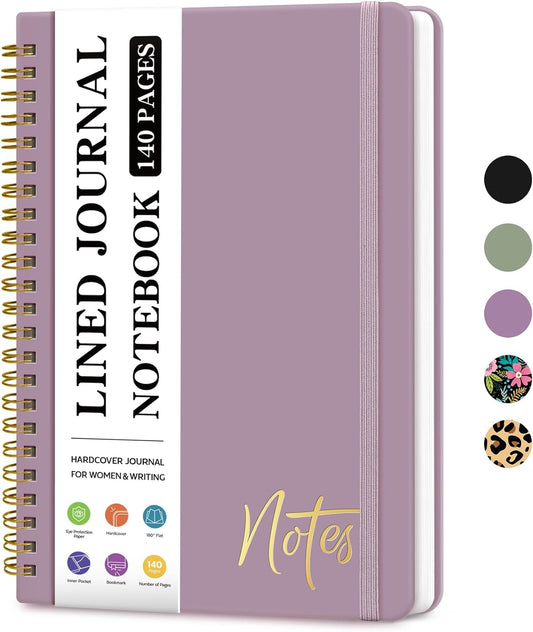 ZOTIA Lined Spiral Journal Notebook for Women, A5 College Ruled Journals for Writing, Hardcover Notebooks for Work, Note taking and Office School Supplies,140 Pages - Yellow