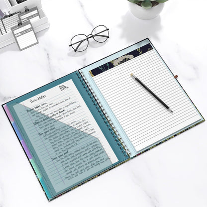 Hongri Clipboard Folio with Refillable Lined Notepad, 8.5 x 11 Folders with Storage 10 Pockets, Spiral Portfolio, Size 12.8X 9.7 in, Office & School Supplies, Skeleton