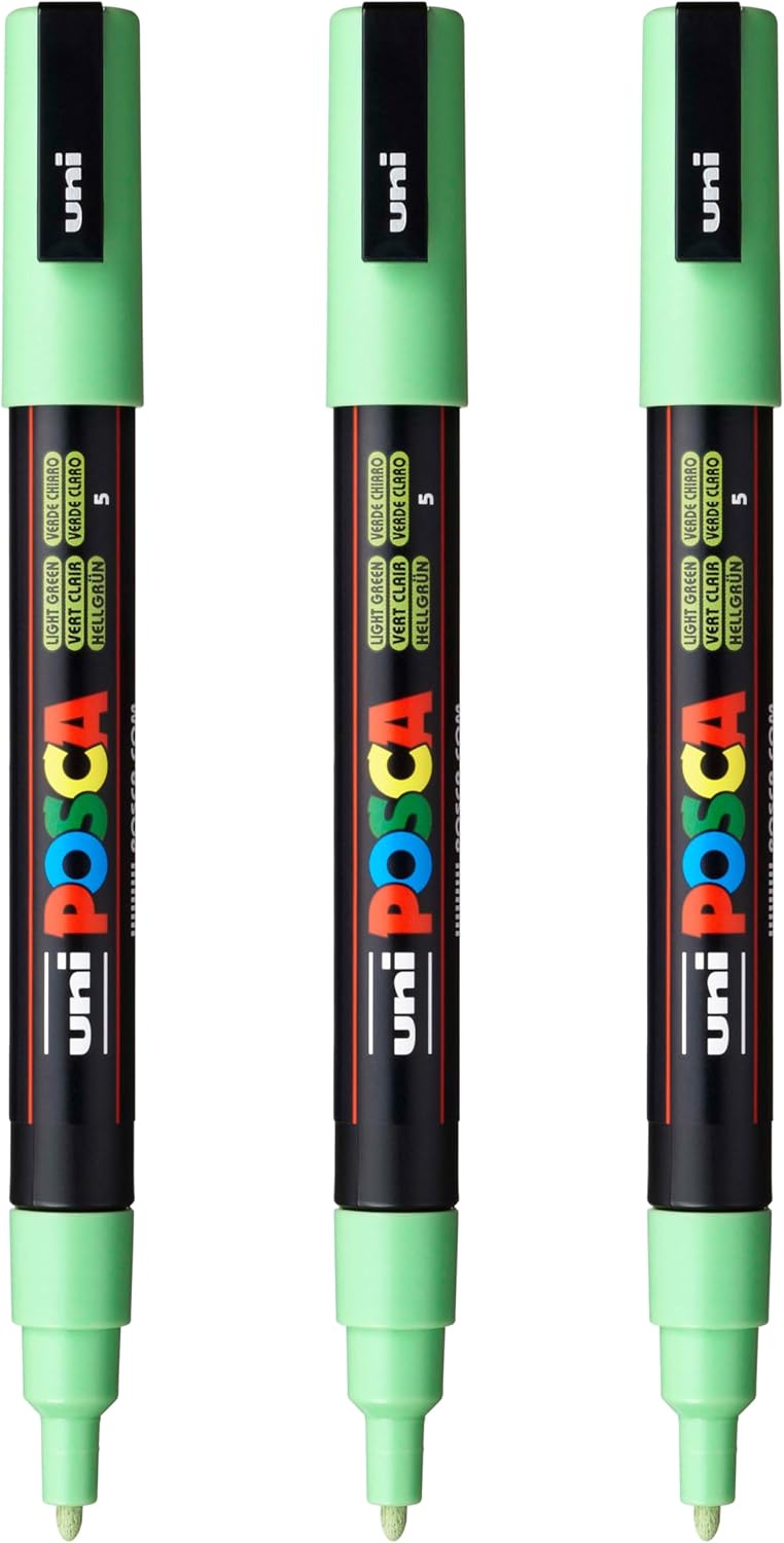 posca PC-3M Water-Based Paint Markers, Reversible Fine Tip (0.9-1.3mm), Pink, 3 Count