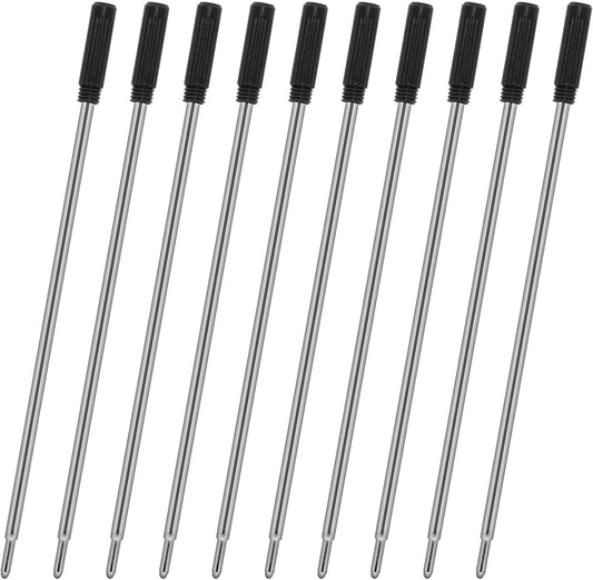 4.5'' Compatible Ballpoint Pen Refills 10 Pack, 1.0mm middle point nib delicate, smooth writing interchangeable ink filling (black)