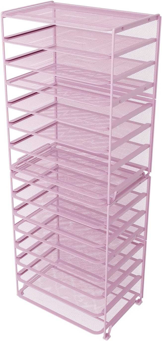 Simple Trending 2 Pack 8 Tier Letter Tray Paper - Mesh Desk File Organizer for Office School Desktop, Black
