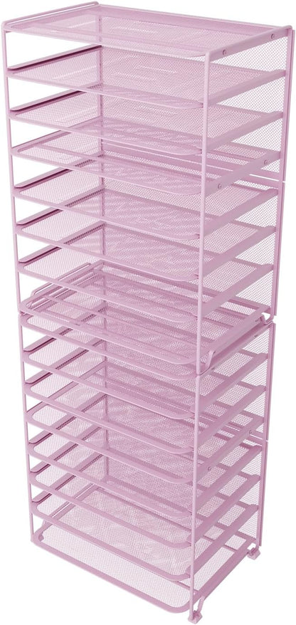 Simple Trending 2 Pack 8 Tier Letter Tray Paper - Mesh Desk File Organizer for Office School Desktop, Black