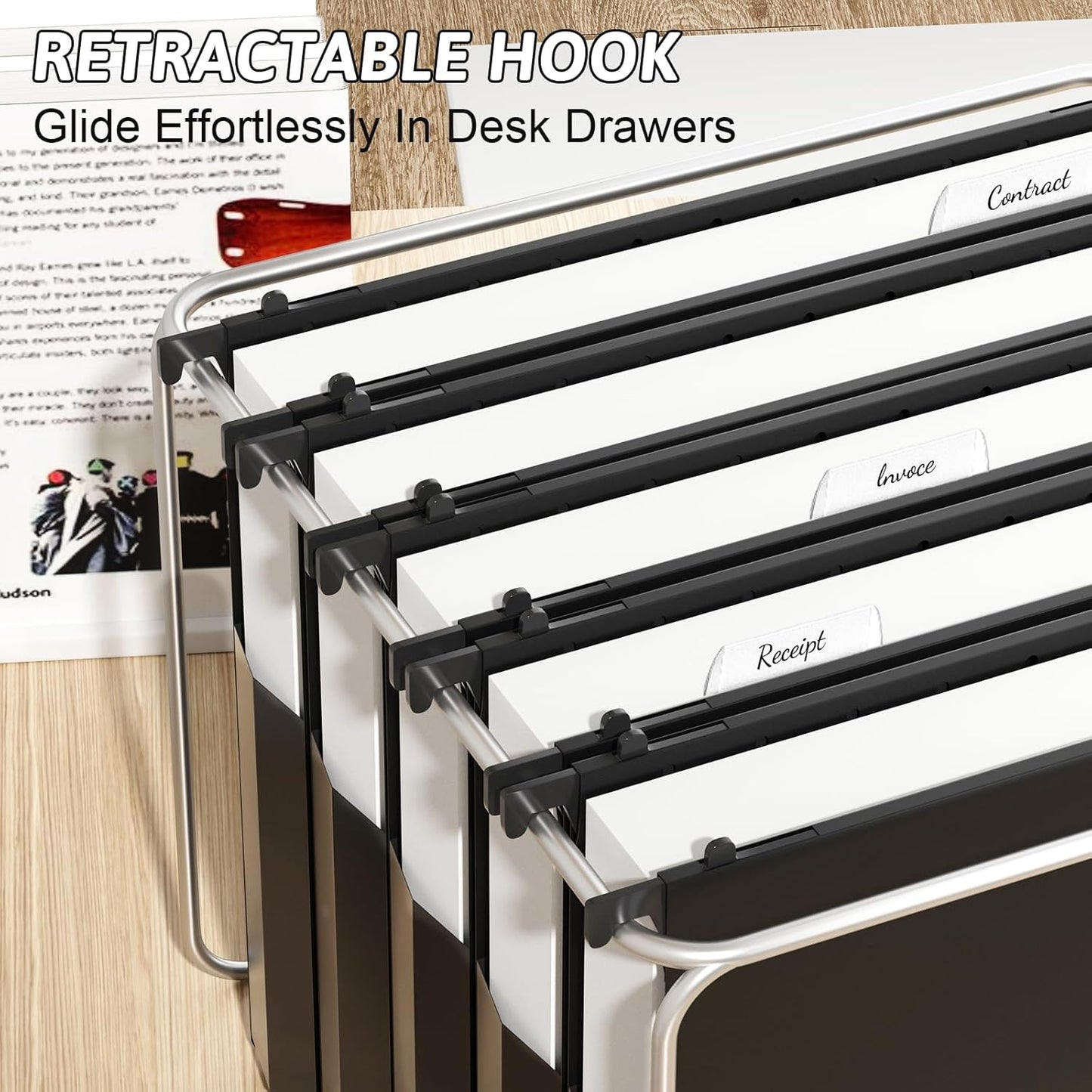 Plastic Extra Capacity Hanging File Folder Letter Size,12 Pack Reinforced Expandable Hanging Folders,Heavy Duty 2 Inch Expansion,Adjustable Tabs,Hanging Organizer Designed for Bulky Files(Gray)